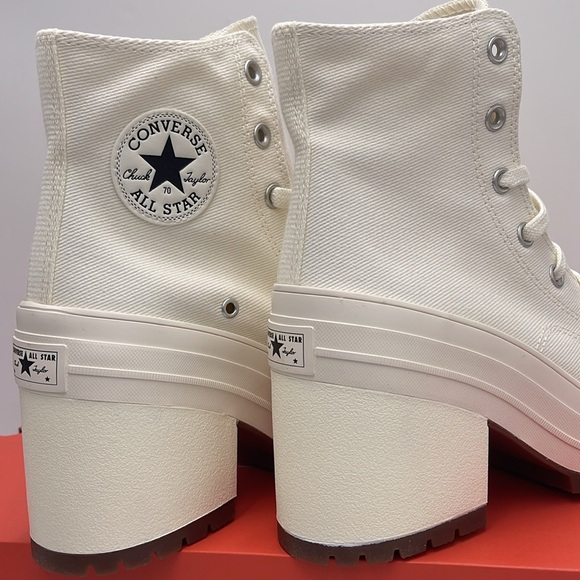 Converse WMNS CHUCK 70 DE LUXE HEEL HI EGRET/EGRET/BLACK A05348C Platform Snkrs - Picture 14 of 16